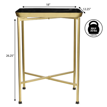 Sterling 26.25" Industrial Classic Metal Foldable Rectangular End Table and Side Table with Removable Tray Top